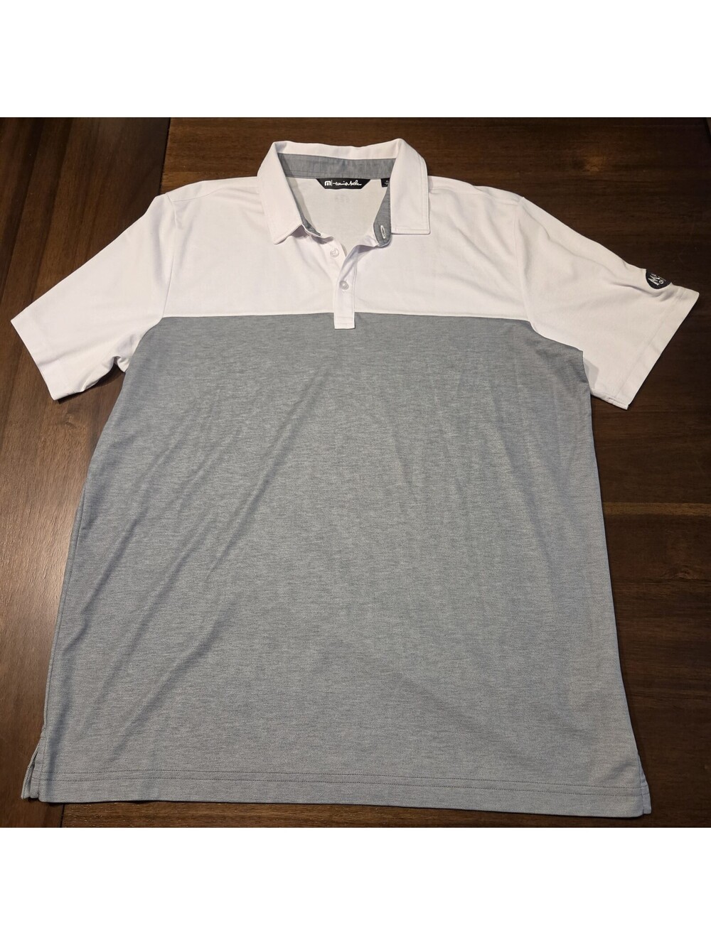 Travis Mathew Men's Size XL Colorblock Golf Polo Shirt Gray White Pima Cotton